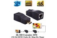 BỘ NỐI DÀI HDMI 30m Sang lan Extender 4K Cat 5e/6e - màu đen